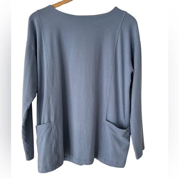 EILEEN FISHER Organic Cotton Stretch BATEAU-NECK LONG-SLEEVE JERSEY POCKET TOP - Picture 10 of 12